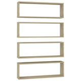 Wall Cube Shelves 4 pcs Sonoma Oak 80x15x26.5 cm Engineered Wood - Front View