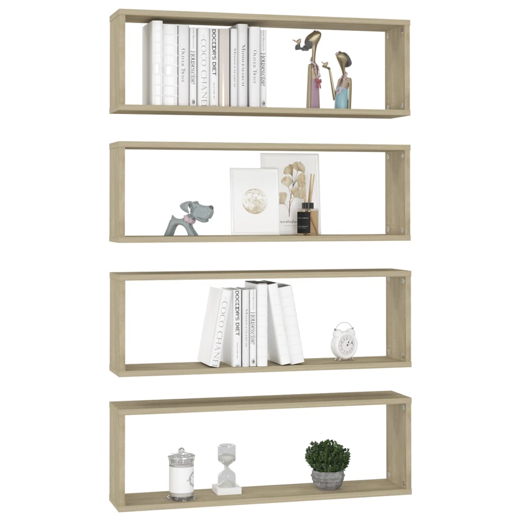 Wall Cube Shelves 4 pcs Sonoma Oak 80x15x26.5 cm Engineered Wood
