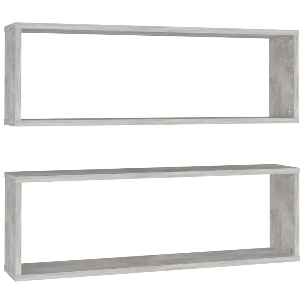 Wall Cube Shelves 2 pcs Concrete Grey 80x15x26.5 cm Engineered Wood