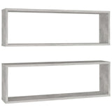 Wall Cube Shelves 2 pcs Concrete Grey 80x15x26.5 cm Engineered Wood