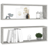 Wall Cube Shelves 2 pcs Concrete Grey 80x15x26.5 cm Engineered Wood
