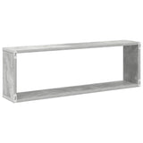 Wall Cube Shelves 2 pcs Concrete Grey 80x15x26.5 cm Engineered Wood - Low Angle