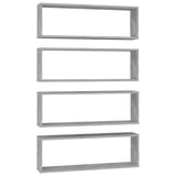 Wall Cube Shelves 4 pcs Concrete Grey 80x15x26.5 cm Engineered Wood - Front View