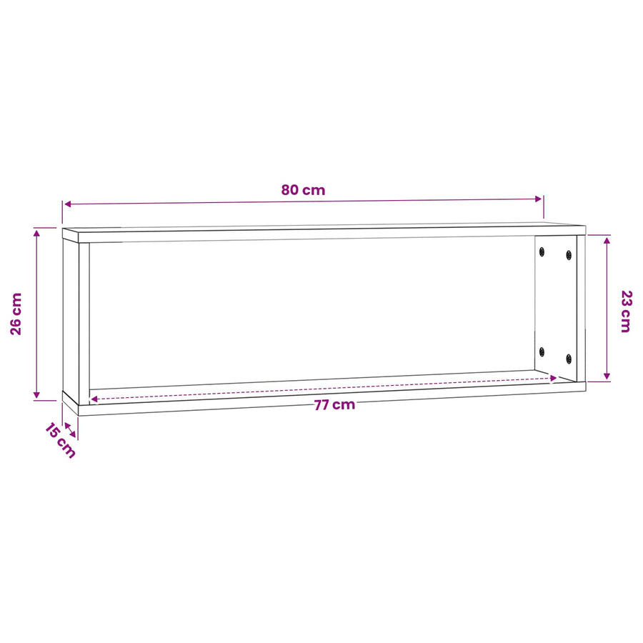 Wall Cube Shelves 4 pcs Concrete Grey 80x15x26.5 cm