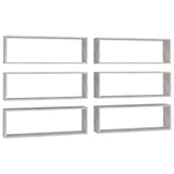 Wall Cube Shelves 6 pcs Concrete Grey 80x15x26.5 cm Engineered Wood - Front View