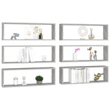 Wall Cube Shelves 6 pcs Concrete Grey 80x15x26.5 cm Engineered Wood - Side View