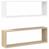 Wall Cube Shelves 2 pcs White&Sonoma Oak 80x15x26.5cm Engineered Wood