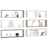 Wall Cube Shelves 6 pcs White&Sonoma Oak 80x15x26.5cm Engineered Wood
