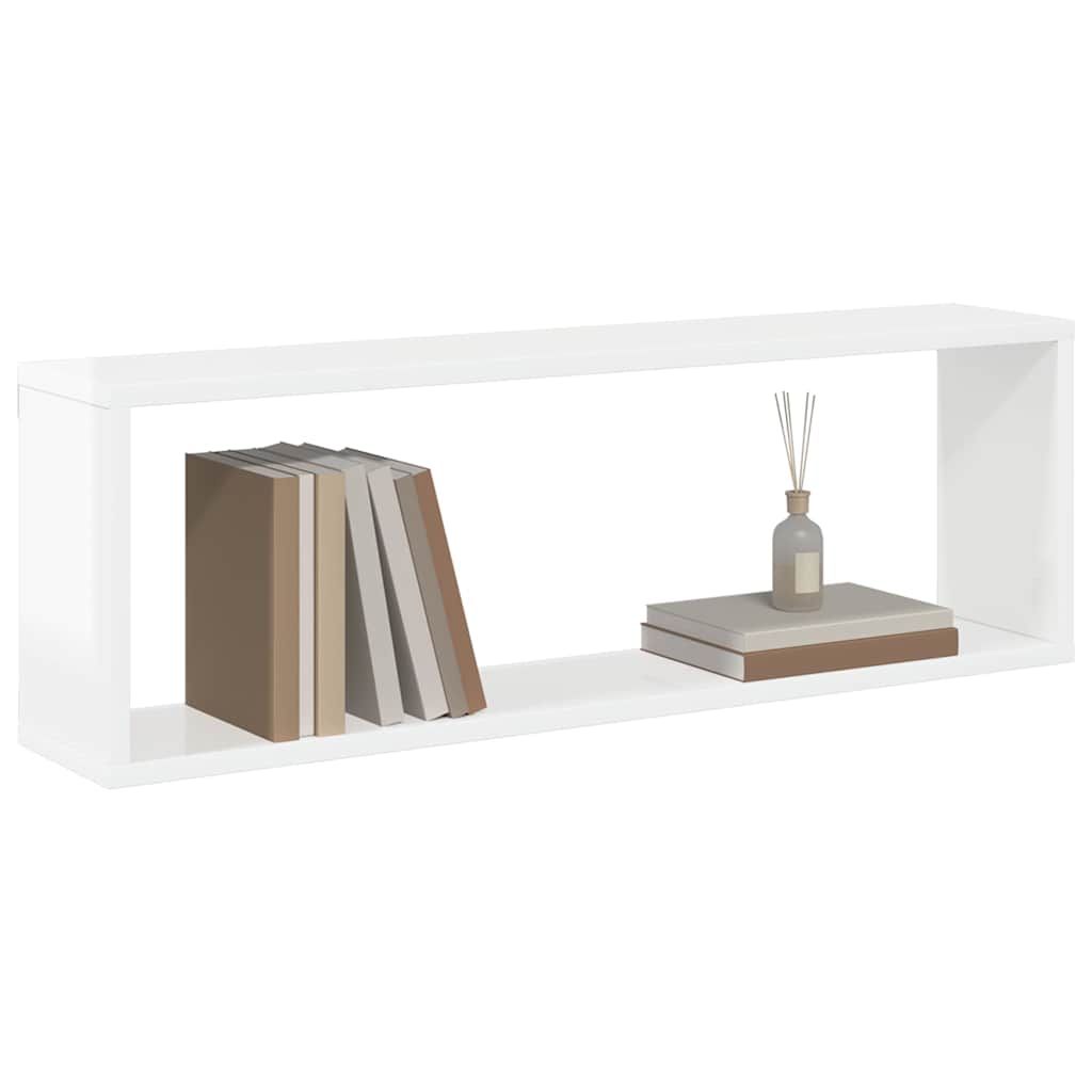 Wall Cube Shelves 2 pcs High Gloss White 80x15x26.5cm Engineered Wood