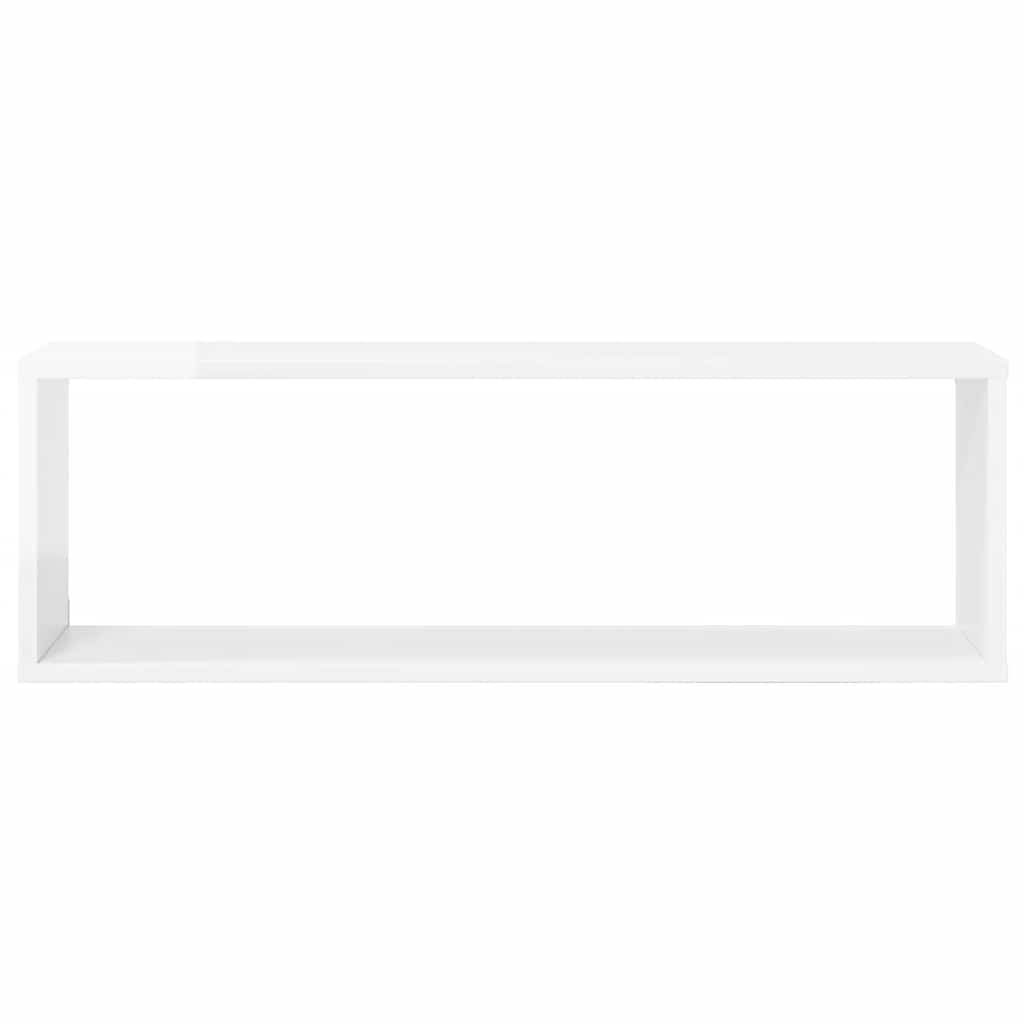 Wall Cube Shelves 2 pcs High Gloss White 80x15x26.5cm Engineered Wood