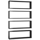Wall Cube Shelves 4 pcs High Gloss Black 80x15x26.5cm Engineered Wood - Front View