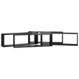 Wall Cube Shelves 4 pcs High Gloss Black 80x15x26.5cm Engineered Wood - 45-Degree Angle