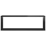 Wall Cube Shelves 4 pcs High Gloss Black 80x15x26.5cm Engineered Wood - Close-Up Angle