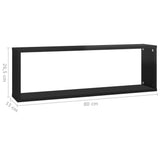 Wall Cube Shelves 4 pcs High Gloss Black 80x15x26.5cm Engineered Wood - Extra Image