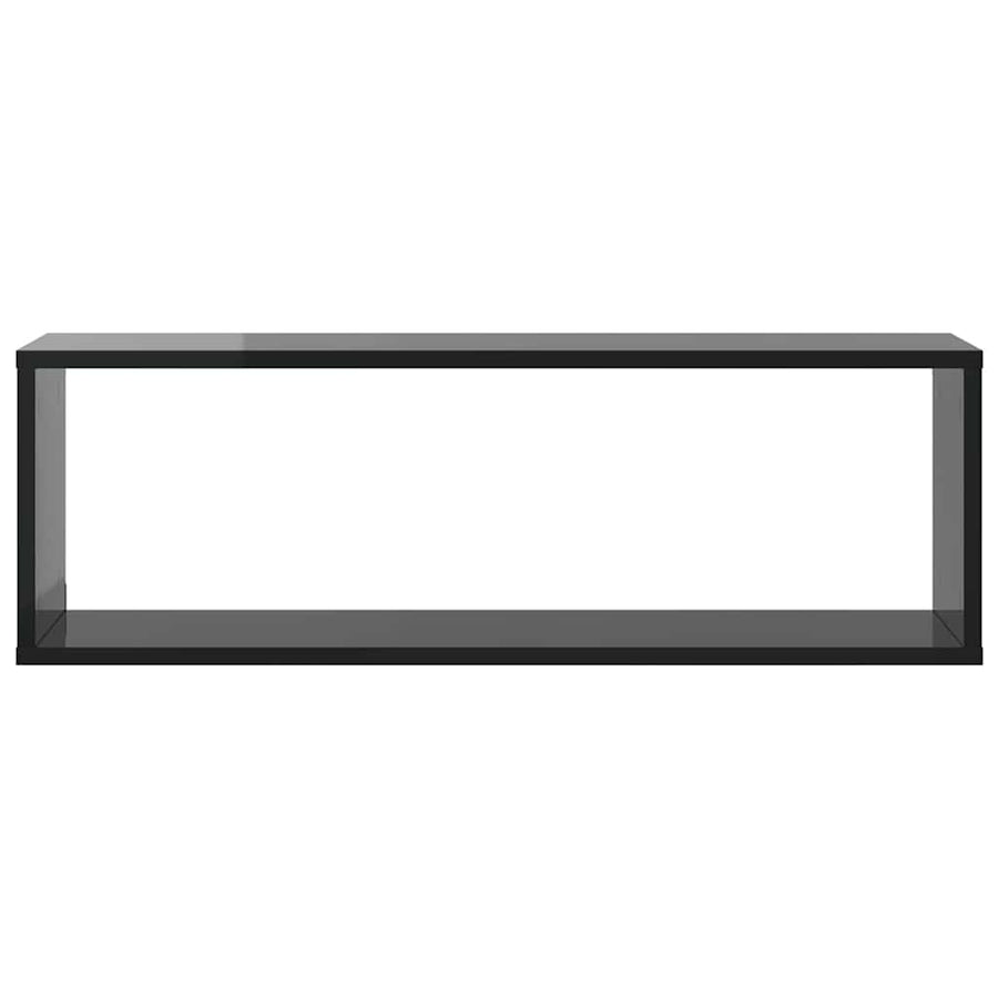 Wall Cube Shelves 2 pcs High Gloss Grey 80x15x26.5 cm Engineered Wood