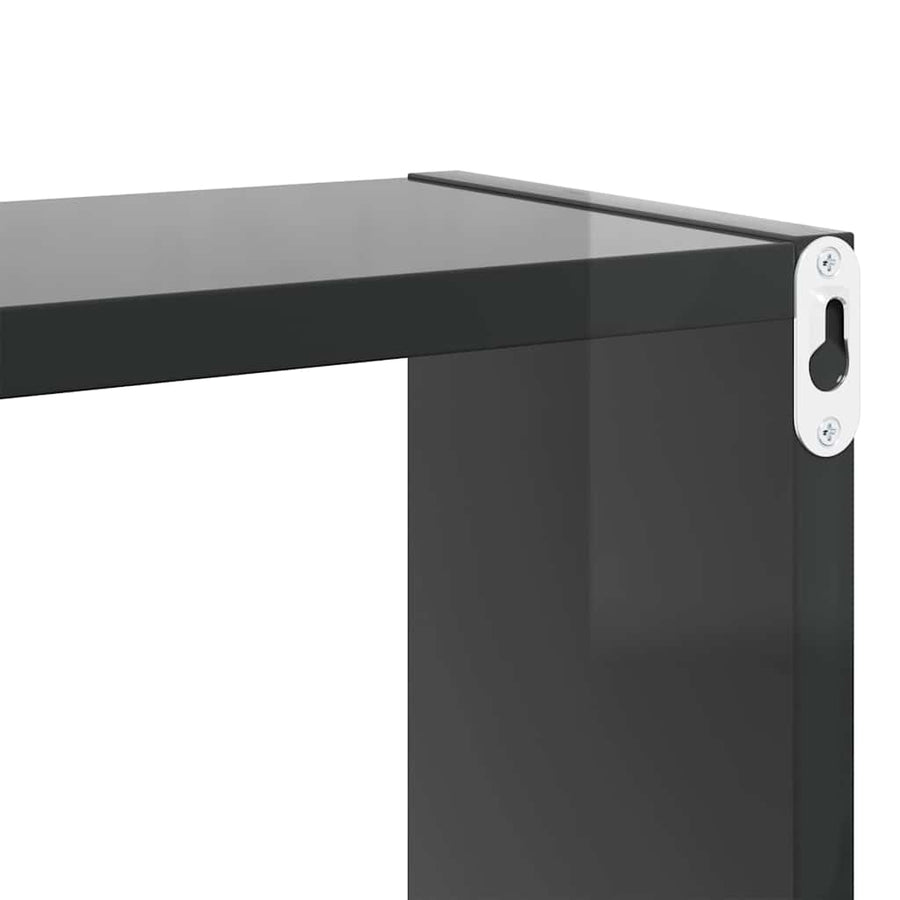 Wall Cube Shelves 2 pcs High Gloss Grey 80x15x26.5 cm Engineered Wood