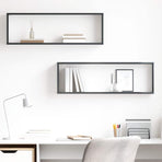 Wall Cube Shelves 2 pcs High Gloss Grey 80x15x26.5 cm Engineered Wood