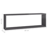 Wall Cube Shelves 4 pcs High Gloss Grey 80x15x26.5 cm Engineered Wood - Extra Image
