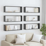 Wall Cube Shelves 6 pcs High Gloss Grey 80x15x26.5 cm Engineered Wood