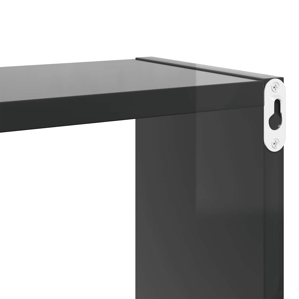 Wall Cube Shelves 6 pcs High Gloss Grey 80x15x26.5 cm Engineered Wood