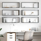 Wall Cube Shelves 6 pcs High Gloss Grey 80x15x26.5 cm Engineered Wood