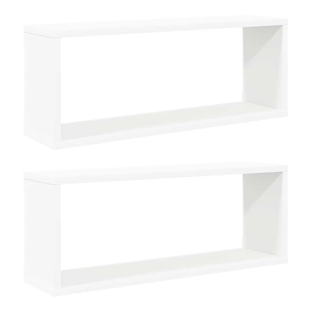 Wall Cube Shelves 2 pcs White 60x15x23 cm Engineered Wood