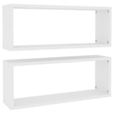 Wall Cube Shelves 2 pcs White 60x15x23 cm Engineered Wood - Front View