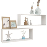 Wall Cube Shelves 2 pcs White 60x15x23 cm Engineered Wood - Side View