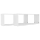 Wall Cube Shelves 2 pcs White 60x15x23 cm Engineered Wood - Close-Up Angle