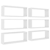 Wall Cube Shelves 6 pcs White 60x15x23 cm Engineered Wood - Front View