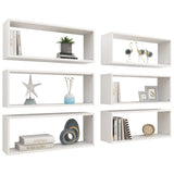 Wall Cube Shelves 6 pcs White 60x15x23 cm Engineered Wood - Side View