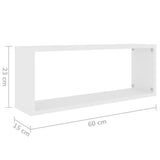 Wall Cube Shelves 6 pcs White 60x15x23 cm Engineered Wood - Extra Image