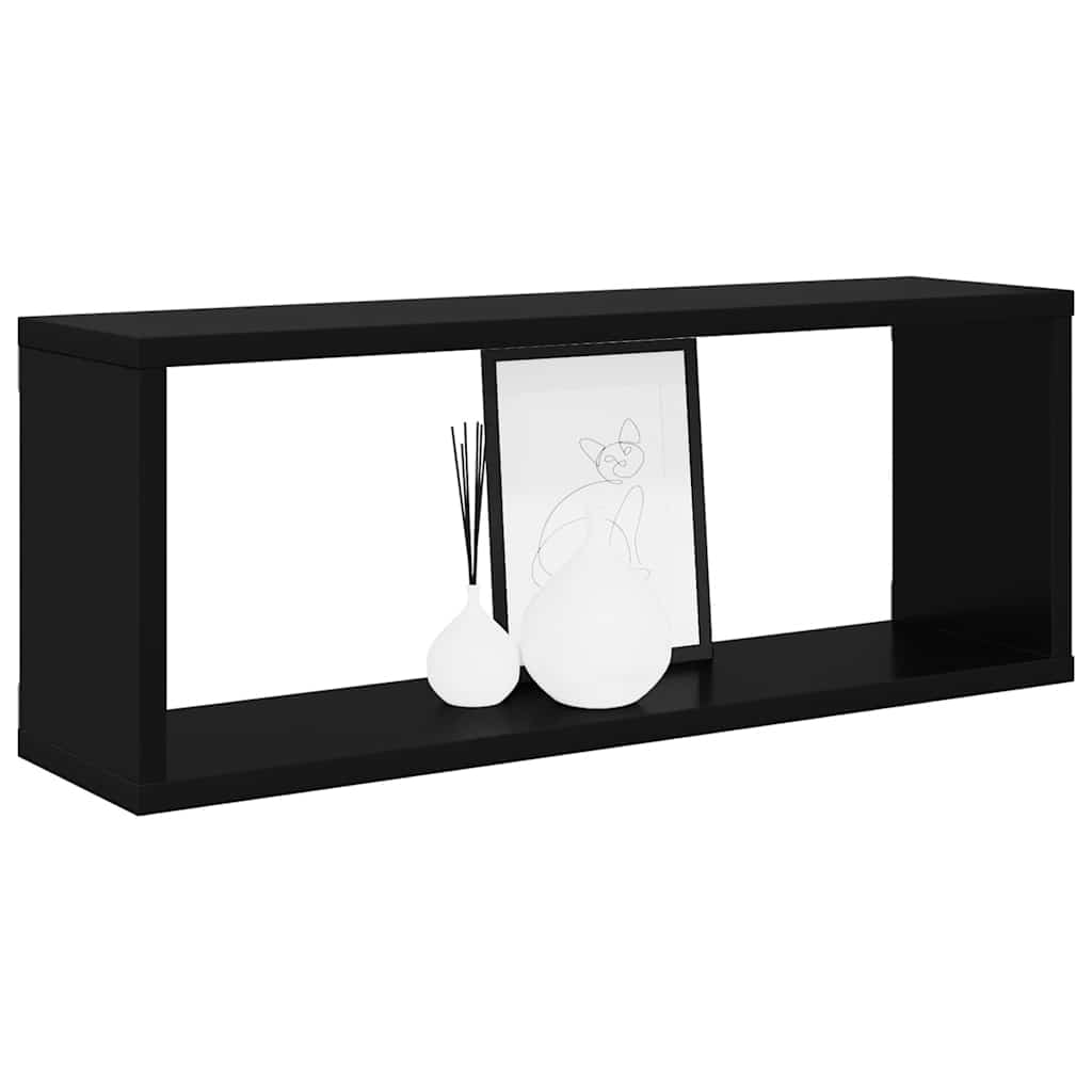 Wall Cube Shelves 2 pcs Black 60x15x23 cm Engineered Wood