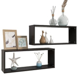 Wall Cube Shelves 2 pcs Black 60x15x23 cm Engineered Wood - Side View