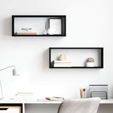 Wall Cube Shelves 2 pcs Black 60x15x23 cm Engineered Wood