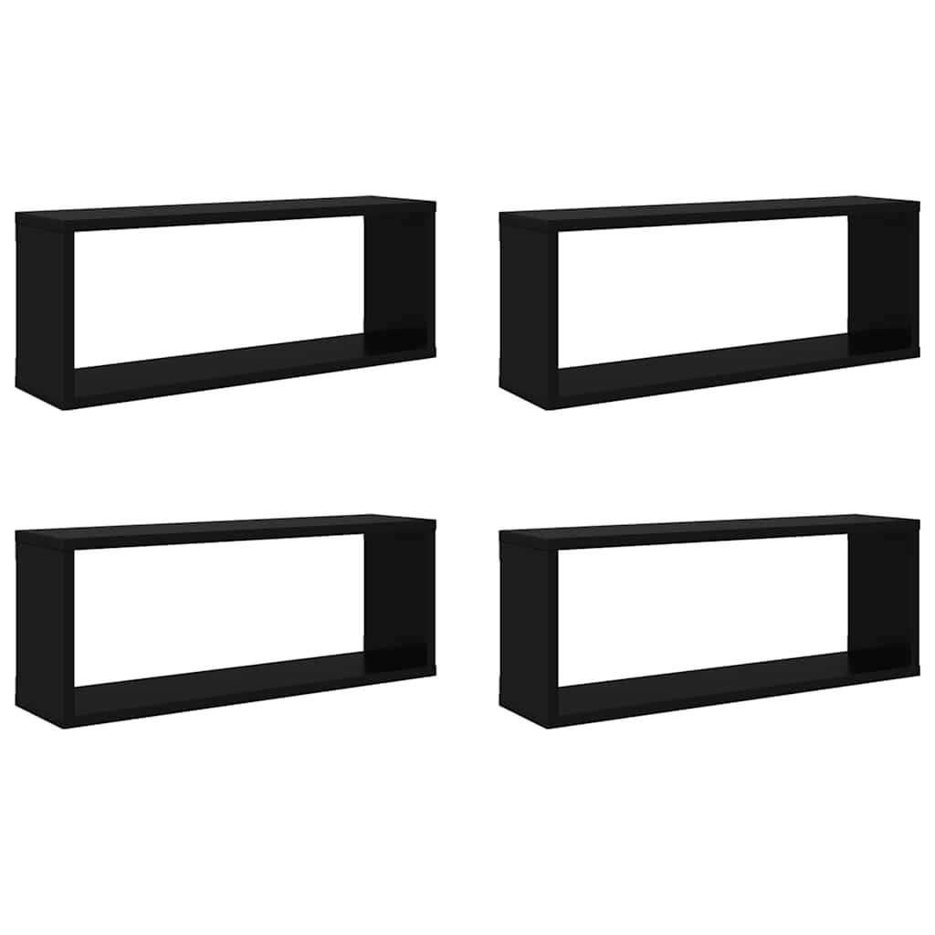 Wall Cube Shelves 4 pcs Black 60x15x23 cm Engineered Wood