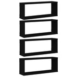 Wall Cube Shelves 4 pcs Black 60x15x23 cm Engineered Wood - Front View