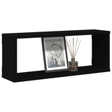 Wall Cube Shelves 4 pcs Black 60x15x23 cm Engineered Wood - Side View