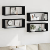 Wall Cube Shelves 4 pcs Black 60x15x23 cm Engineered Wood