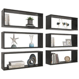 Wall Cube Shelves 6 pcs Black 60x15x23 cm Engineered Wood - Side View