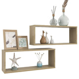 Wall Cube Shelves 2 pcs Sonoma Oak 60x15x23 cm Engineered Wood - Side View