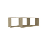Wall Cube Shelves 2 pcs Sonoma Oak 60x15x23 cm Engineered Wood - Close-Up Angle