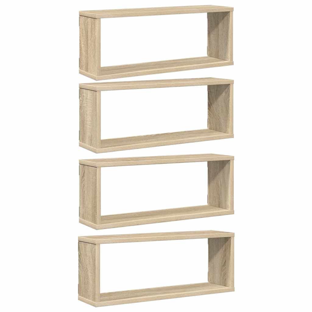 Wall Cube Shelves 4 pcs Sonoma Oak 60x15x23 cm Engineered Wood