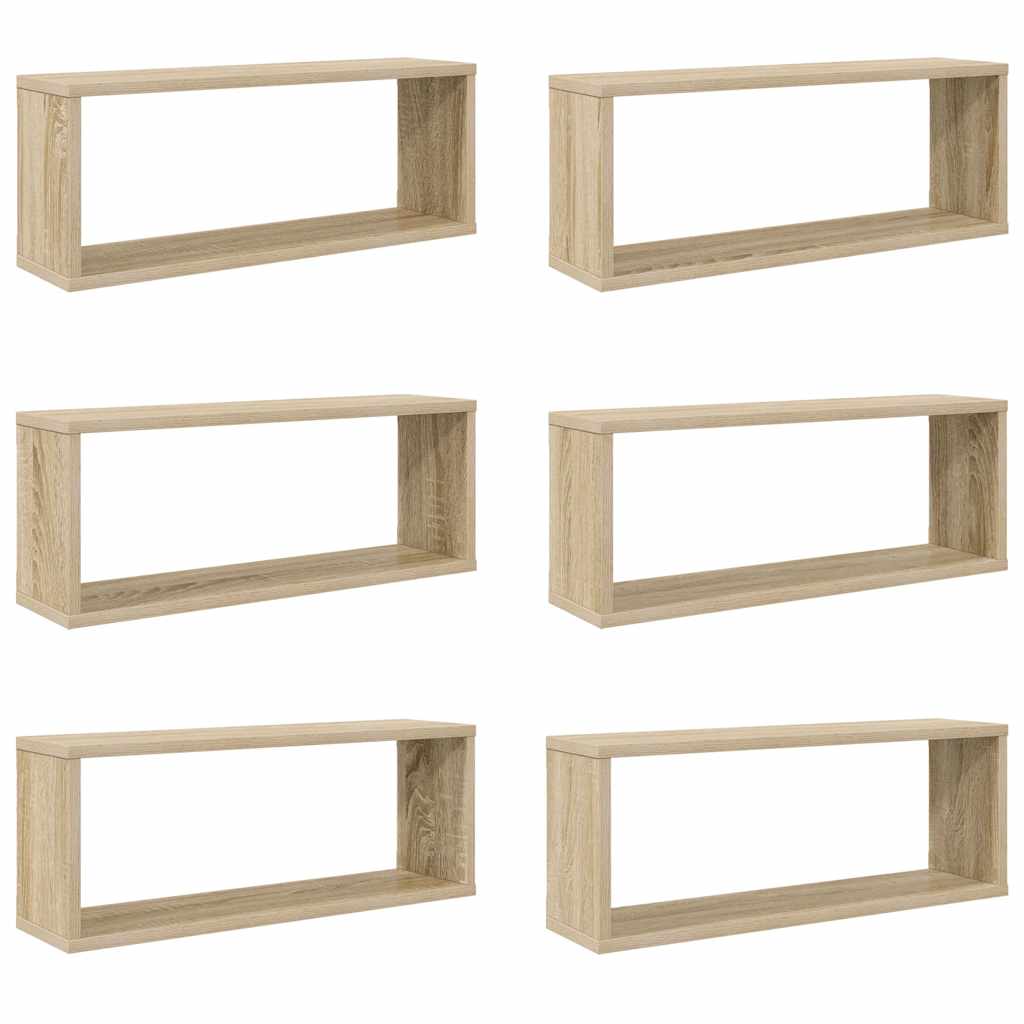Wall Cube Shelves 6 pcs Sonoma Oak 60x15x23 cm Engineered Wood