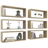 Wall Cube Shelves 6 pcs Sonoma Oak 60x15x23 cm Engineered Wood - Side View