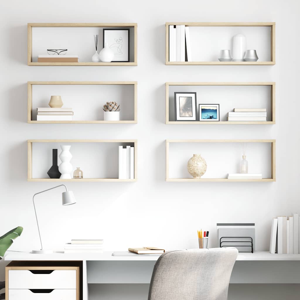 Wall Cube Shelves 6 pcs Sonoma Oak 60x15x23 cm Engineered Wood