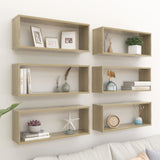 Wall Cube Shelves 6 pcs Sonoma Oak 60x15x23 cm Engineered Wood