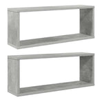 Wall Cube Shelves 2 pcs Concrete Grey 60x15x23 cm Engineered Wood