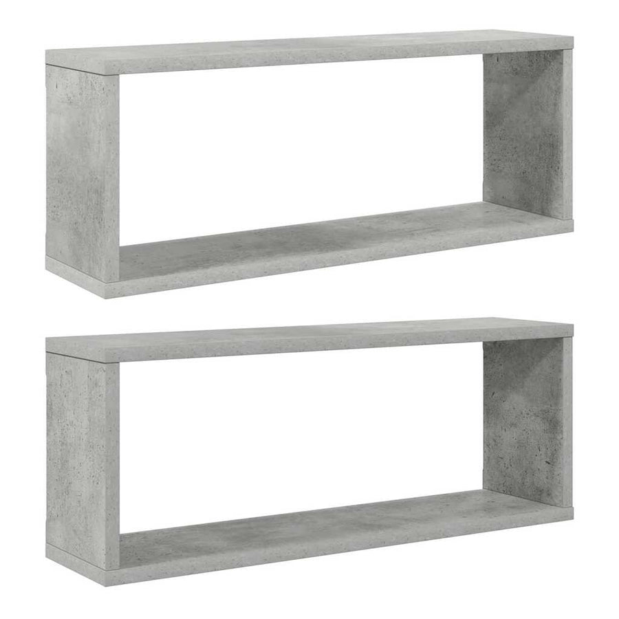 Wall Cube Shelves 2 pcs Concrete Grey 60x15x23 cm Engineered Wood
