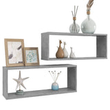 Wall Cube Shelves 2 pcs Concrete Grey 60x15x23 cm Engineered Wood